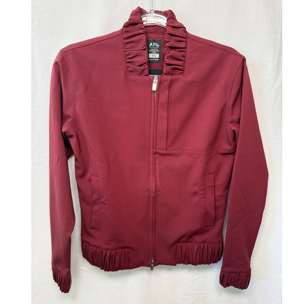 APL Athletic Propulsion Labs Perfect Wool Bomber Jacket Burgundy XS -Excellent